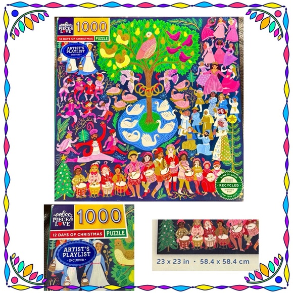 Eeboo 1000 piece jigsaw puzzle - 12 Days of Christmas - no missing pieces - Picture 2 of 6